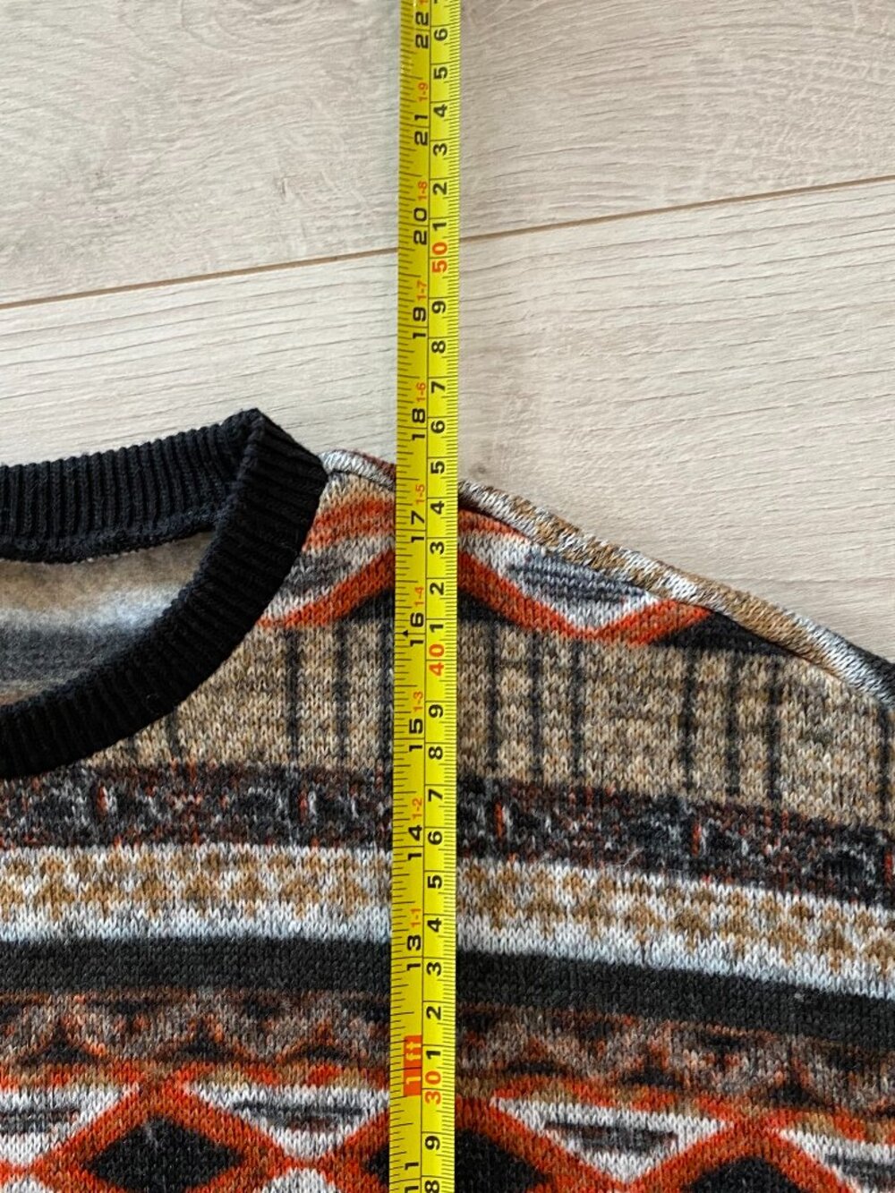 Zaful Aztec Geometric Knit Crop Sweater Multicolor Grey Orange Black Size 8 (L) - Picture 10 of 12